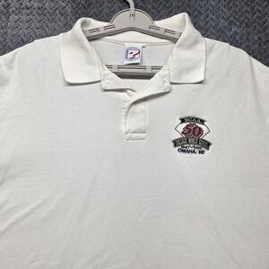 Playerz NCAA 50th College World Series Polo Shirt Men's XXL White Omaha‎ NE
